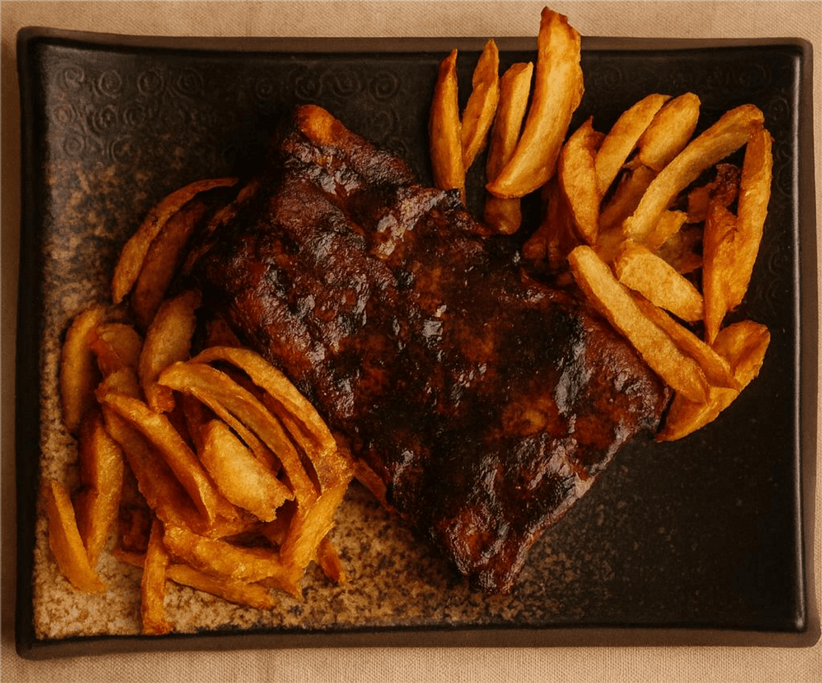 Coaste Porc cu Cartofi Prajiti